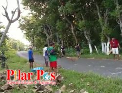 Kades Tanjung Kecamatan Saronggi Semangat penuh Gotong Royong Membersihkan Ranting Kayu