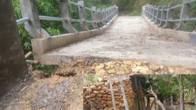 Disinyalir Jadi Syarat Penyimpangan, Proyek Jembatan di Desa Klampar Proppo Baru 2 Bulan Ambruk