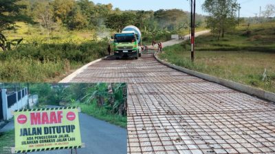 Jalan Ditutup, Pekerjaan Proyek Rabat Beton Oleh CV Cahya Sejahtera Di Sampang Dikeluhkan Warga