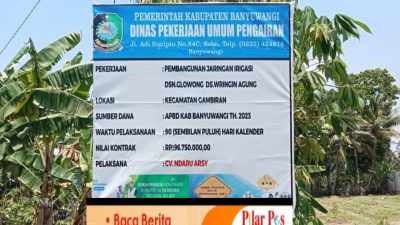 Baru Saja Selesai, Pembangunan Saluran Irigasi di Wringin Agung Banyuwangi Terkesan Kropos