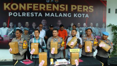 Polresta Malang Kota Berhasil Amankan Kurir Bawa 42 Kg Ganja Nyamar Pemudik