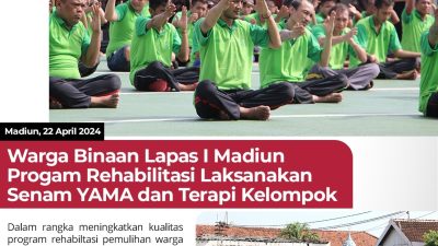 Warga Binaan Lapas I Madiun Progam rehabilitasi Laksanakan Senam YAMA dan Terapi Kelompok