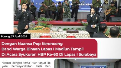 Dengan Nuansa Pop Keroncong Band Warga Binaan Lapas I Madiun Tampil Di Acara Syukuran HBP Ke-60 Di Lapas I Surabaya