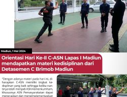 Orientasi Hari Ke-II C-ASN Lapas I Madiun mendapatkan materi kedisiplinan dari Detasemen C Brimob Madiun