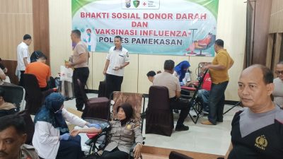 Polres Pamekasan Gelar Bhakti Kesehatan Donor Darah dan Vaksinasi Influenza