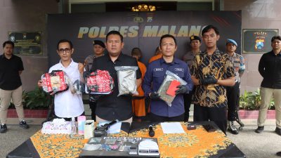 Polres Malang Berhasil Bongkar Peredaran Narkoba Jaringan Lapas, 2 Kilogram Ganja Disita