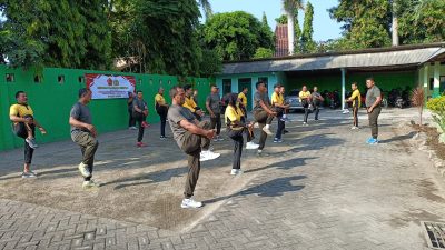 Polres Nganjuk Gelar Olahraga Bersama dengan TNI Sebagai Upaya Perkuat Sinergisitas dalam rangka memperingati Hari Bhayangkara ke 78