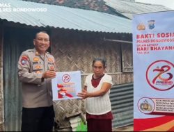 Dalam Rangka Memperingati Hari Bhayangkara ke 78, Sat Binmas Polres Bondowoso Laksanakan Baksos Kepada Masyarakat Kurang Mampu