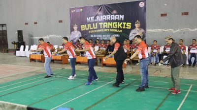 Turnamen Bulu Tangkis Kapolres Nganjuk Cup 2024 Dalam Rangka HUT Bhayangkara ke-78 Resmi Dibuka, 64 Pasangan Ganda Pria Siap Berebut Juara